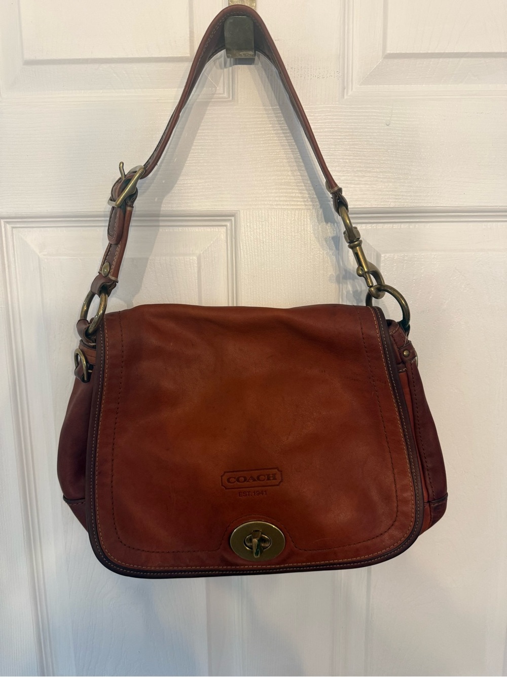 Vintage Coach Legacy 65th Anniversary Ali shoulder bag whiskey leather Dust bag